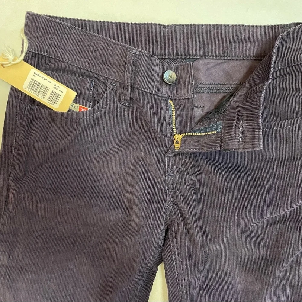 NWT New Diesel Straight Leg Corduroy Purple Pants Size 24